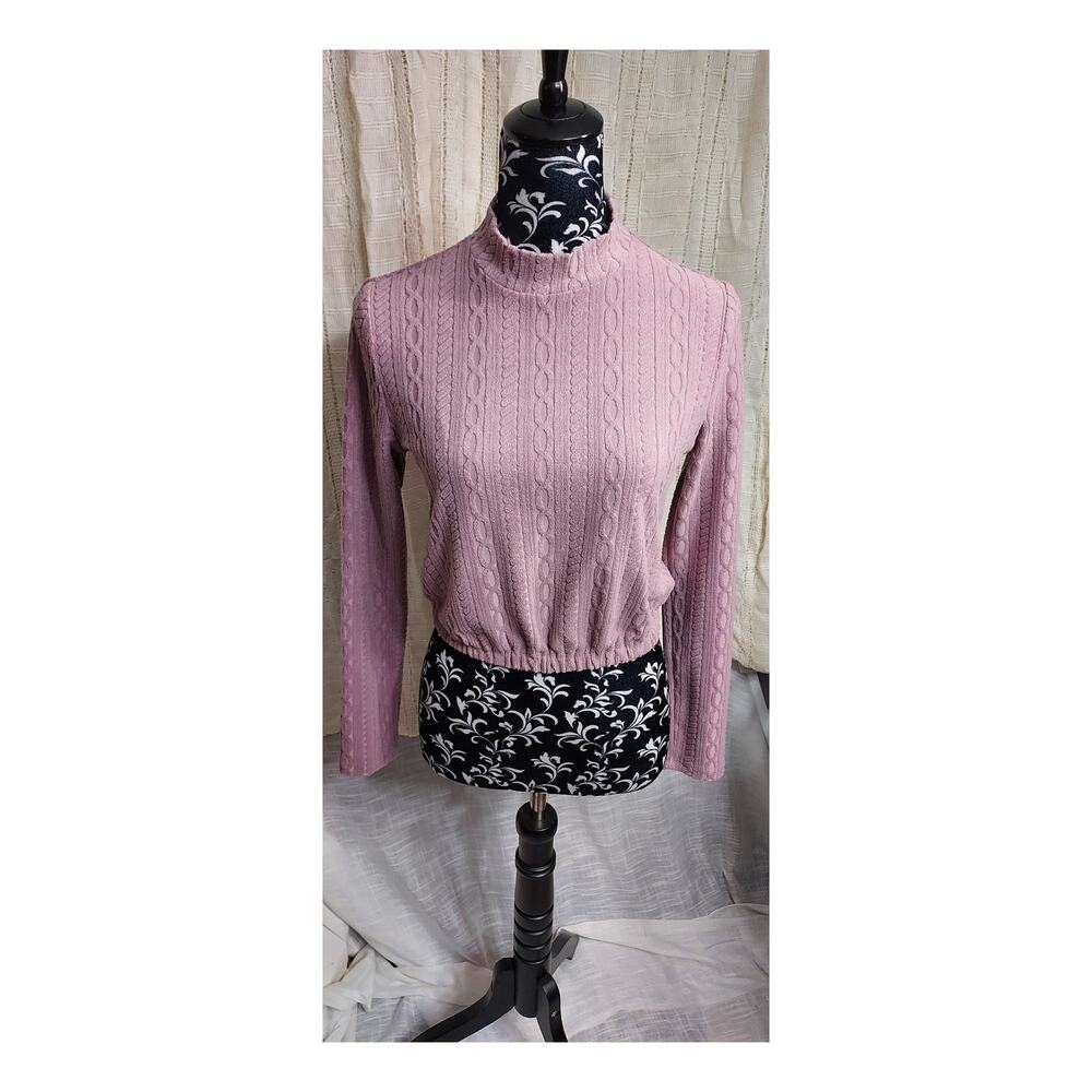 Julia by Love J Purple Cropped Cable Knit Sweater Size S